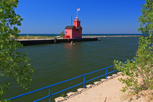 the big red lighthouse in holland